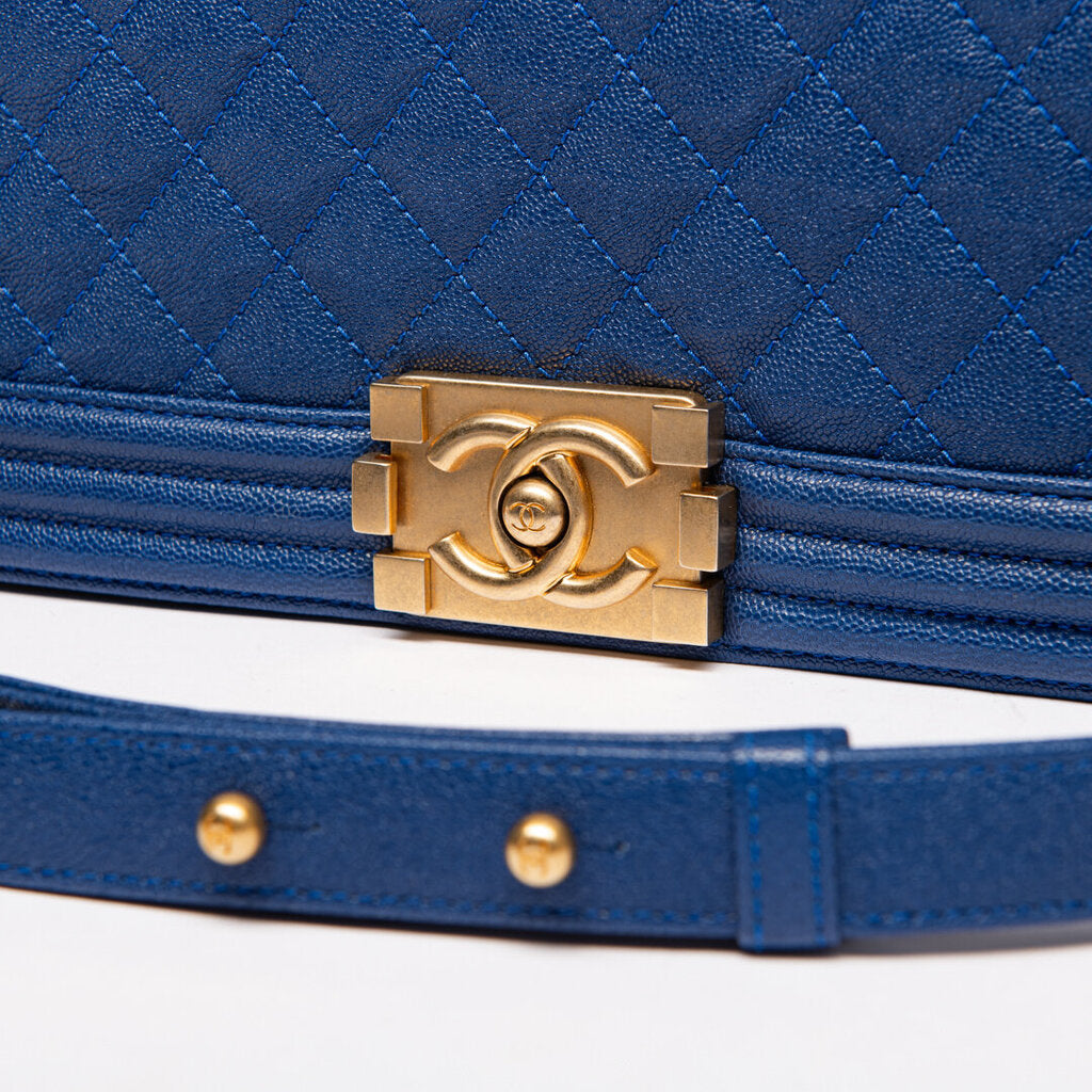 Chanel Blue Caviar Gold Hardware Boy Boy