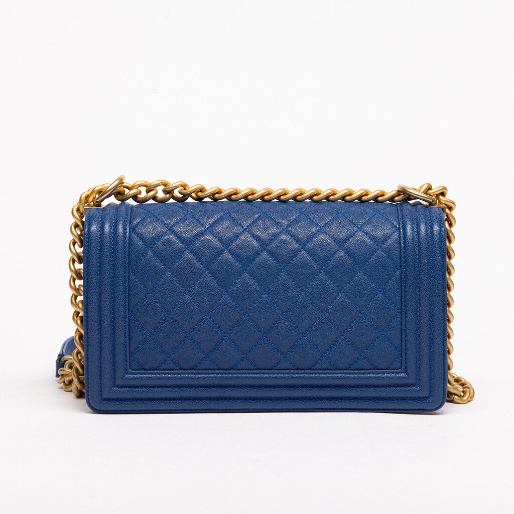 Chanel Blue Caviar Gold Hardware Boy Boy
