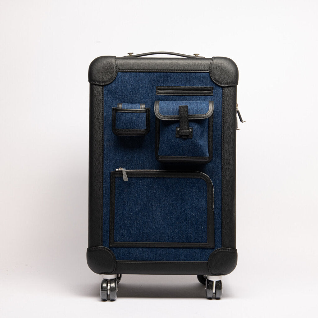 Hermes Denim Cargo Carry On Suitcase