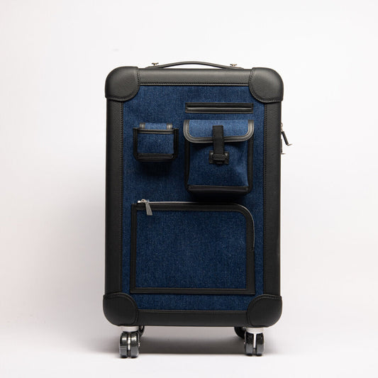 Hermes Denim Cargo Carry On Suitcase