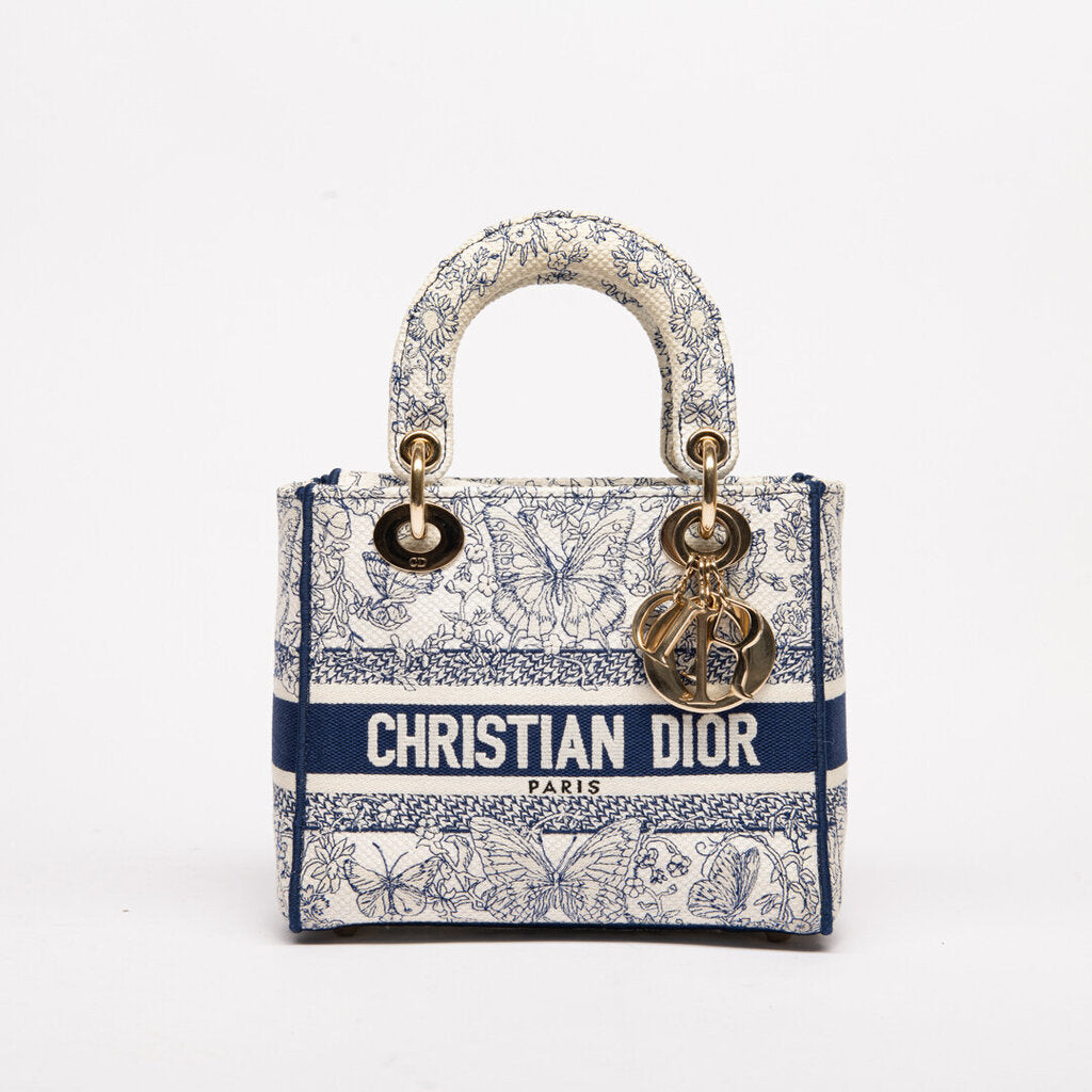 Christian Dior Blue Toile de Jouy Medium Lady D-Lite