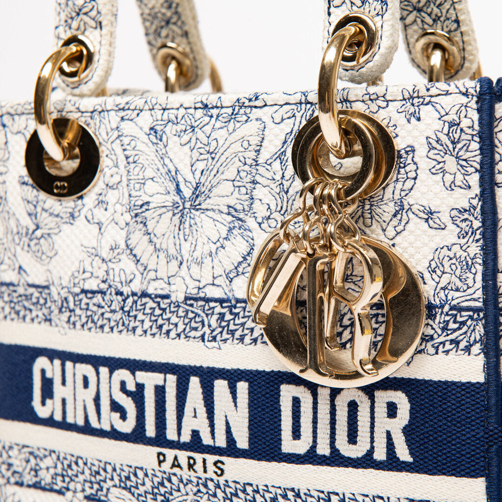 Christian Dior Blue Toile de Jouy Medium Lady D-Lite