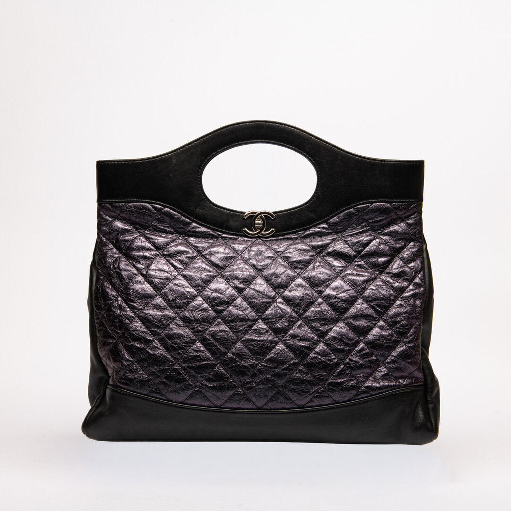 Chanel Crinkled Black & Purple Iridescent Large 31
