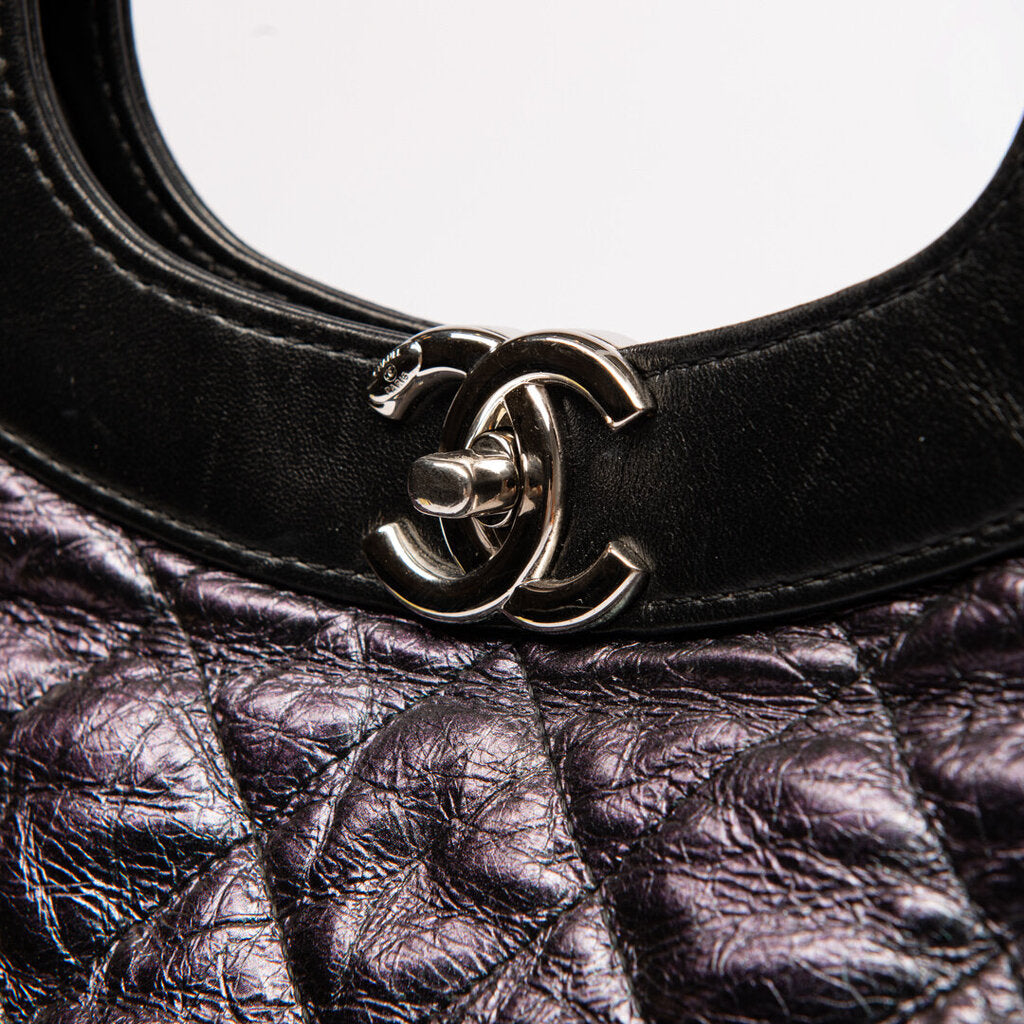 Chanel Crinkled Black & Purple Iridescent Large 31