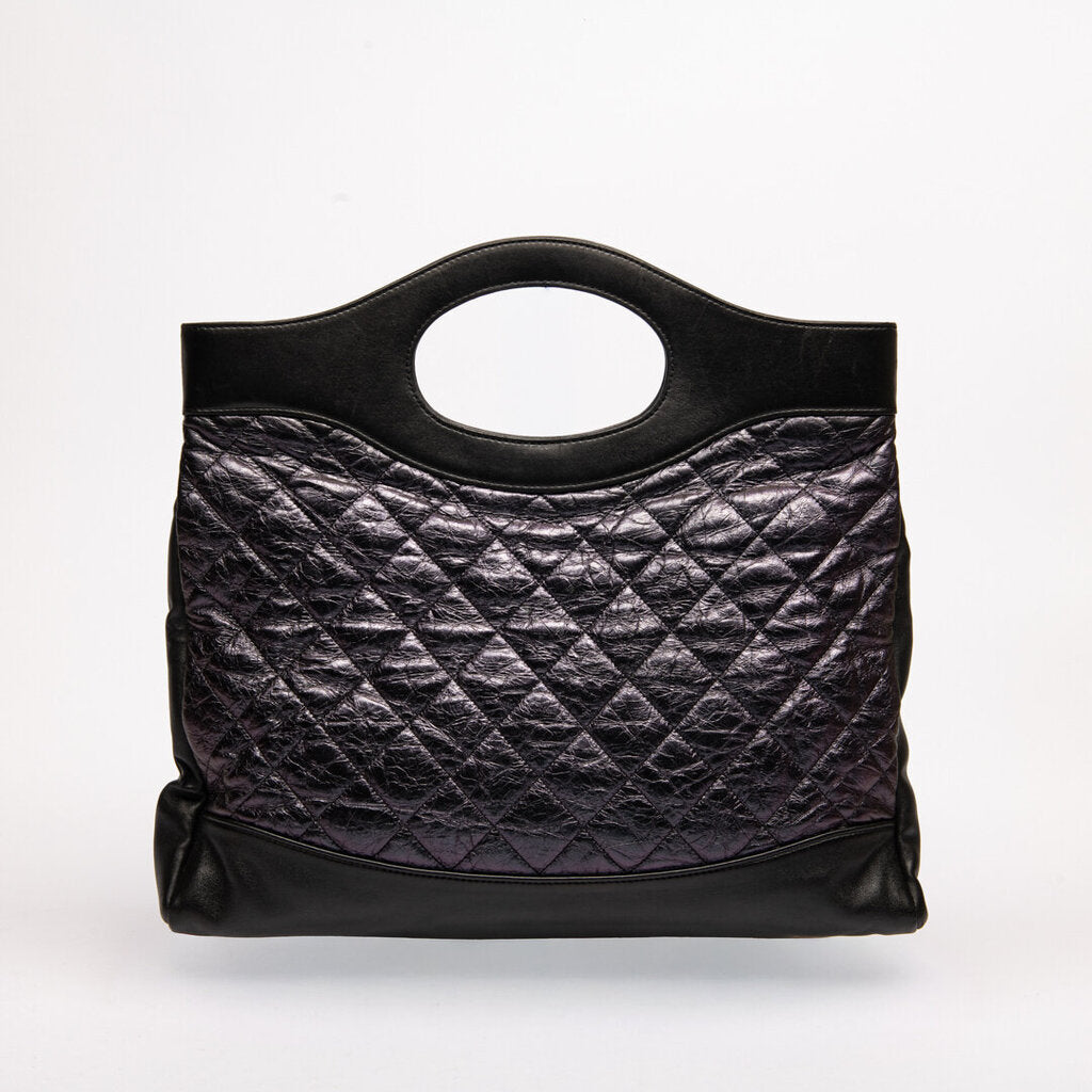 Chanel Crinkled Black & Purple Iridescent Large 31