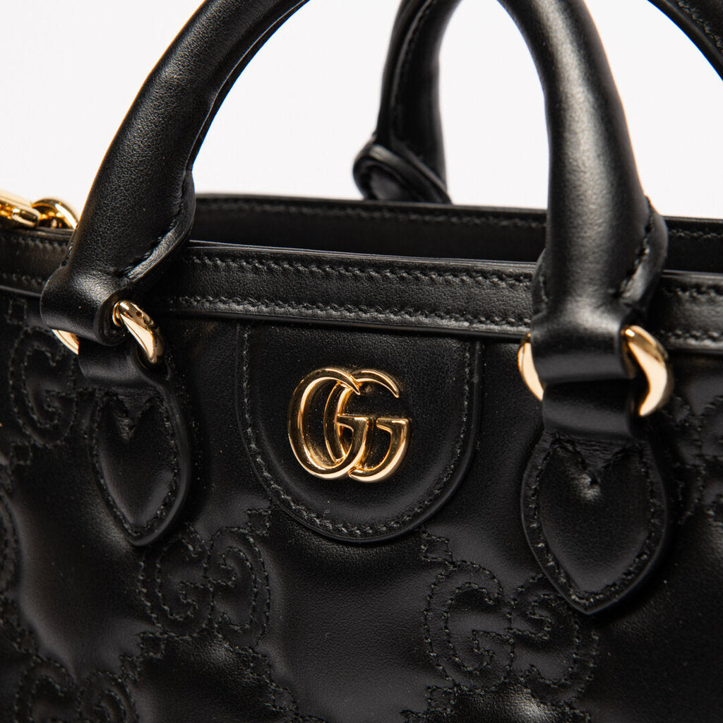 Gucci Black GG Matelasse Mini Top Handle