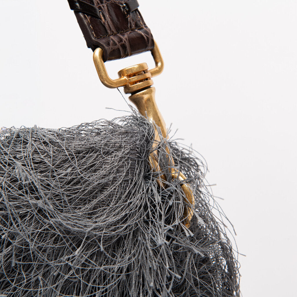 Dries Van Noten Grey Fringe Shoulder Bag