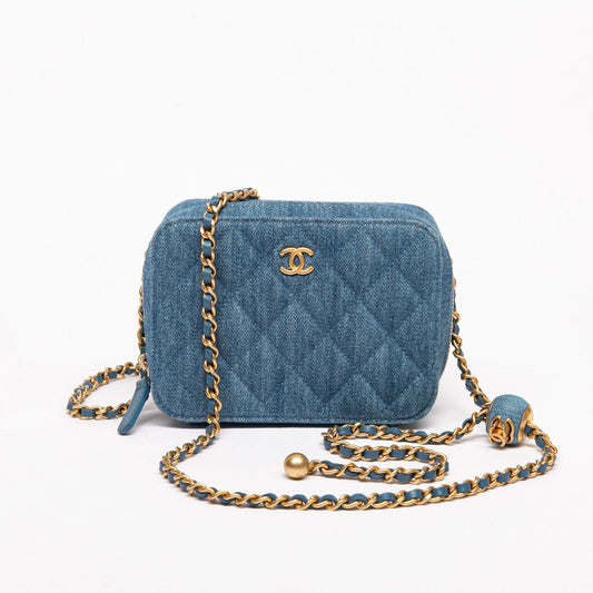 Chanel Quilted Denim Pearl Crush Camera Bag