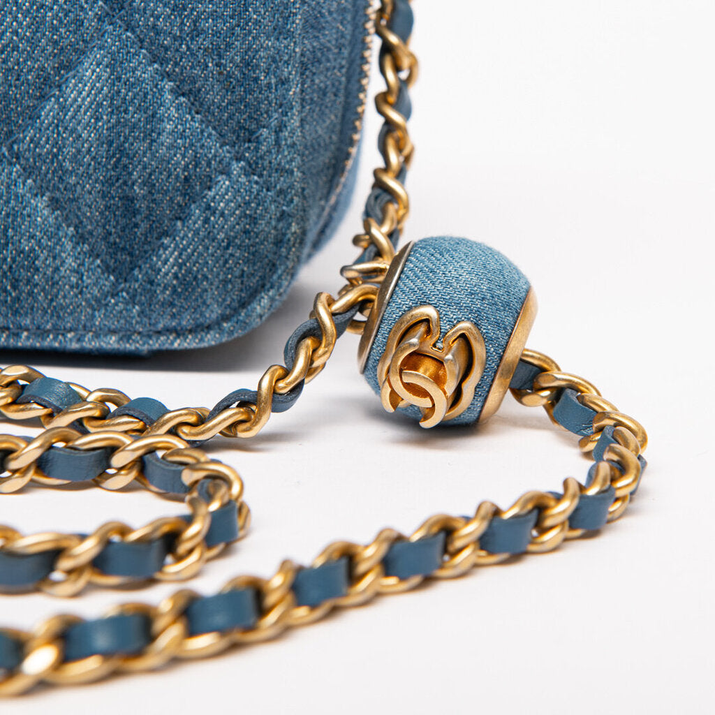 Chanel Quilted Denim Pearl Crush Camera Bag