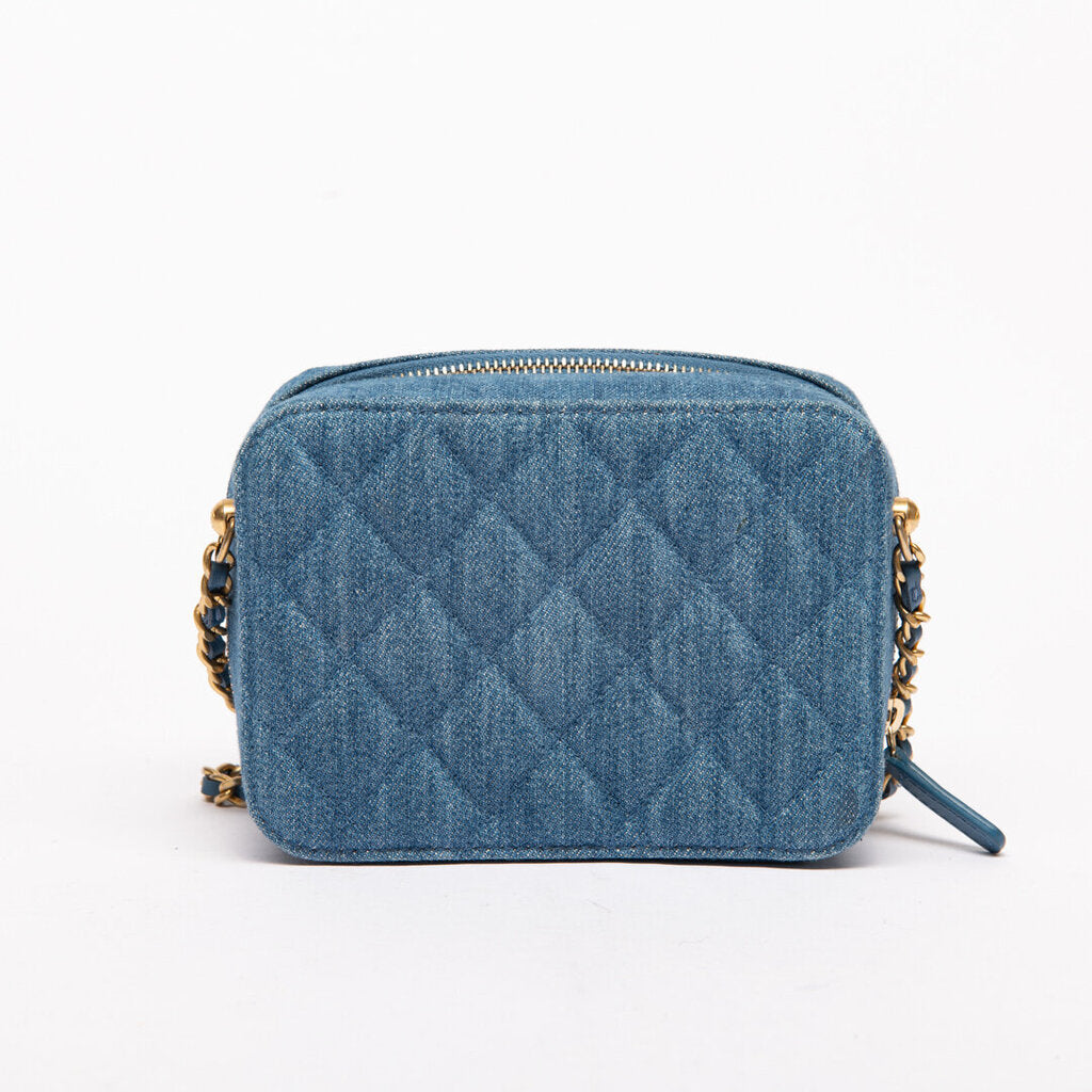 Chanel Quilted Denim Pearl Crush Camera Bag