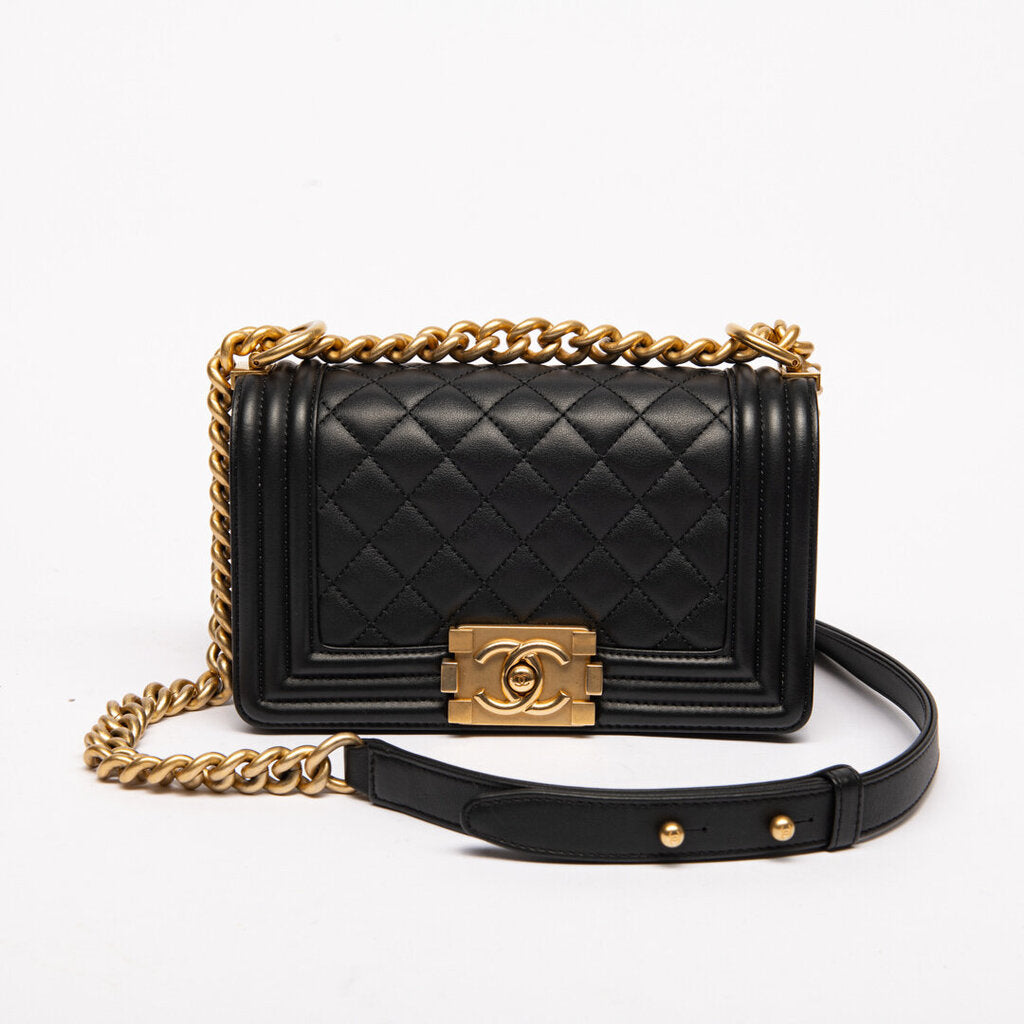 Chanel Black Quilted Leather Gold Hardware Boy Bag