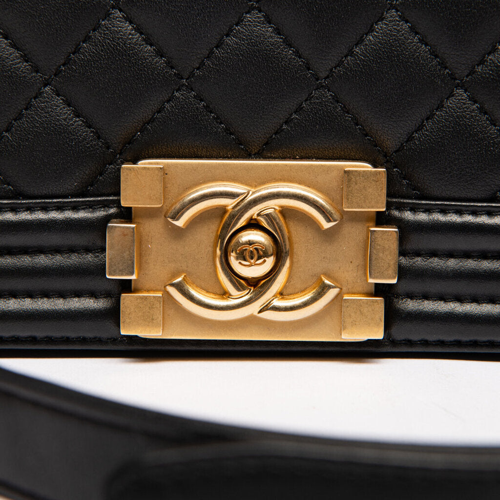 Chanel Black Quilted Leather Gold Hardware Boy Bag
