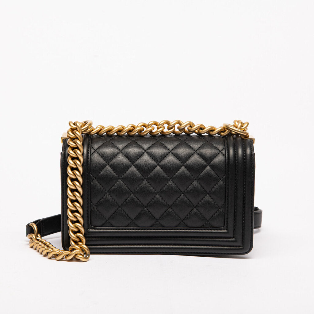 Chanel Black Quilted Leather Gold Hardware Boy Bag