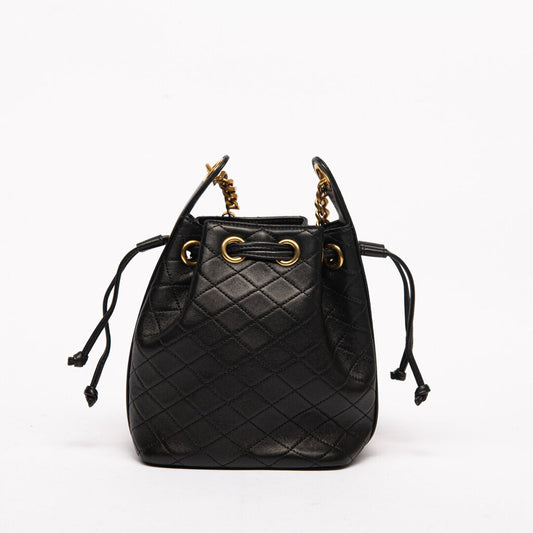 Saint Laurent Black Quilted Bucket Crossbody