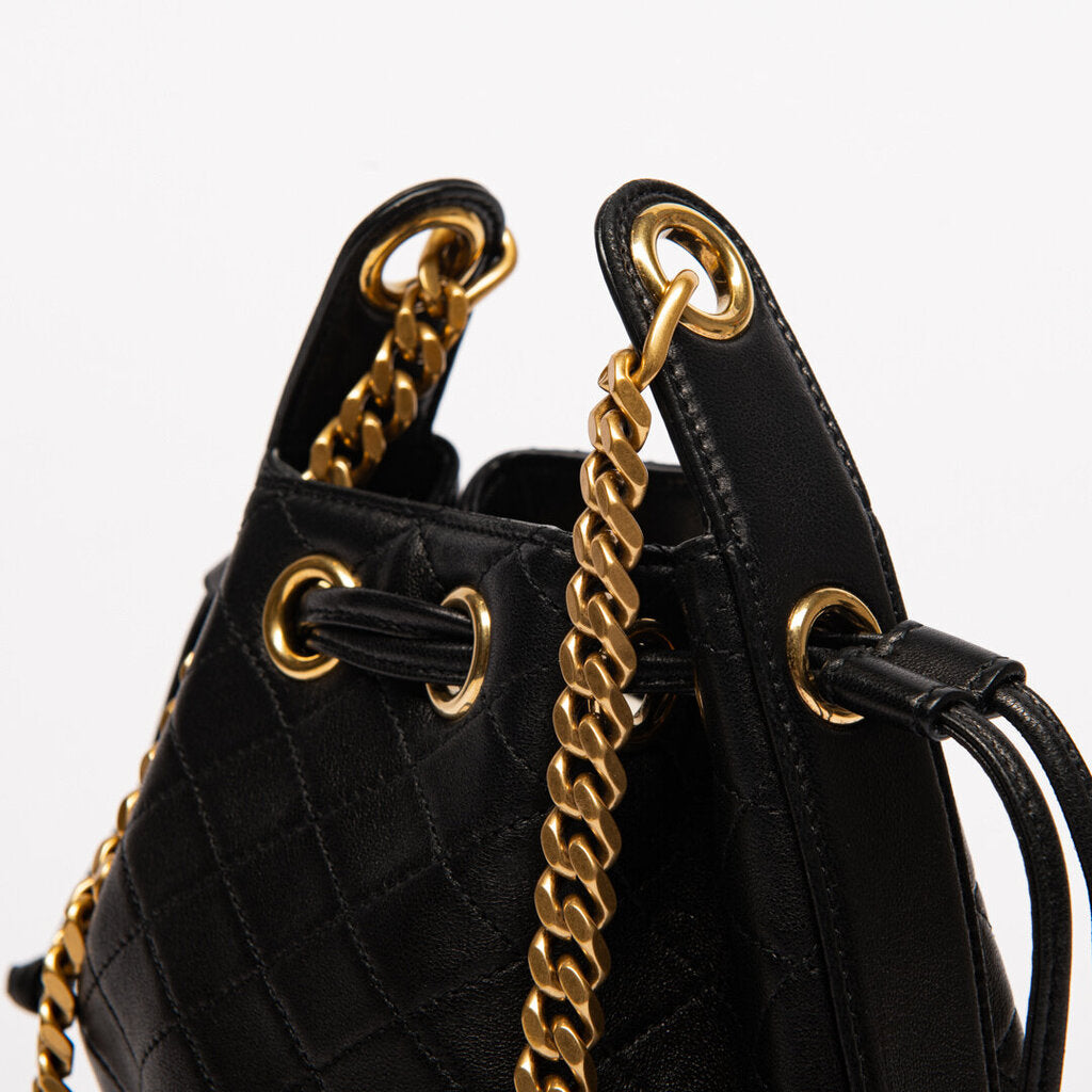 Saint Laurent Black Quilted Bucket Crossbody