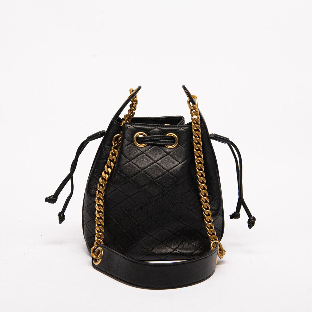 Saint Laurent Black Quilted Bucket Crossbody