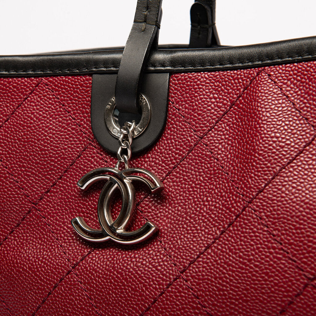 Chanel Red & Black Quilted Tote