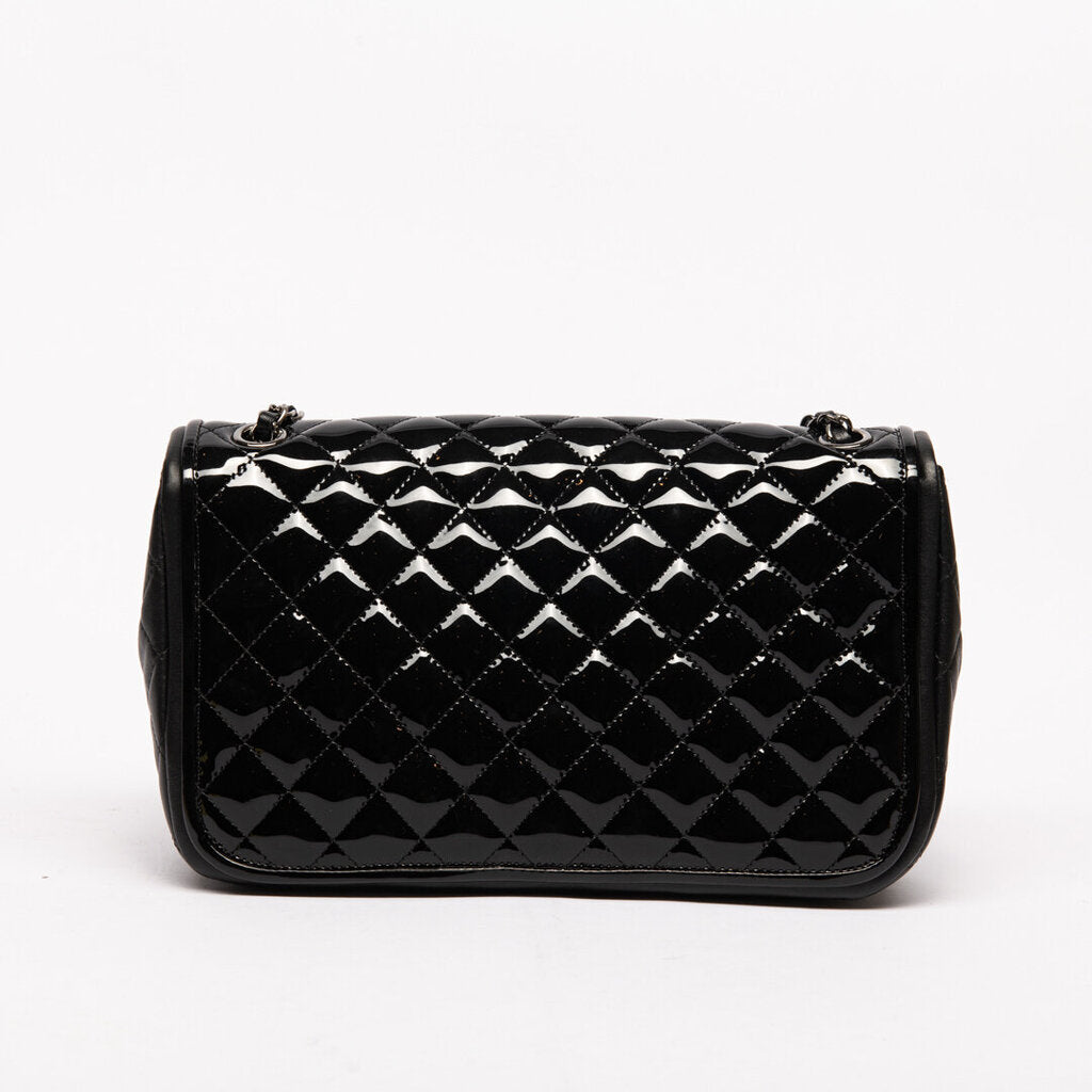 Chanel Quilted Black Patent Jumbo Flap