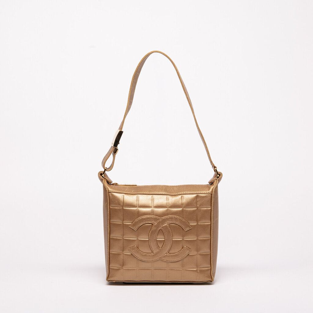 Chanel Tan Lambskin Chocolate Bar Shoulder Bag