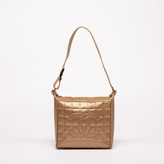 Chanel Tan Lambskin Chocolate Bar Shoulder Bag