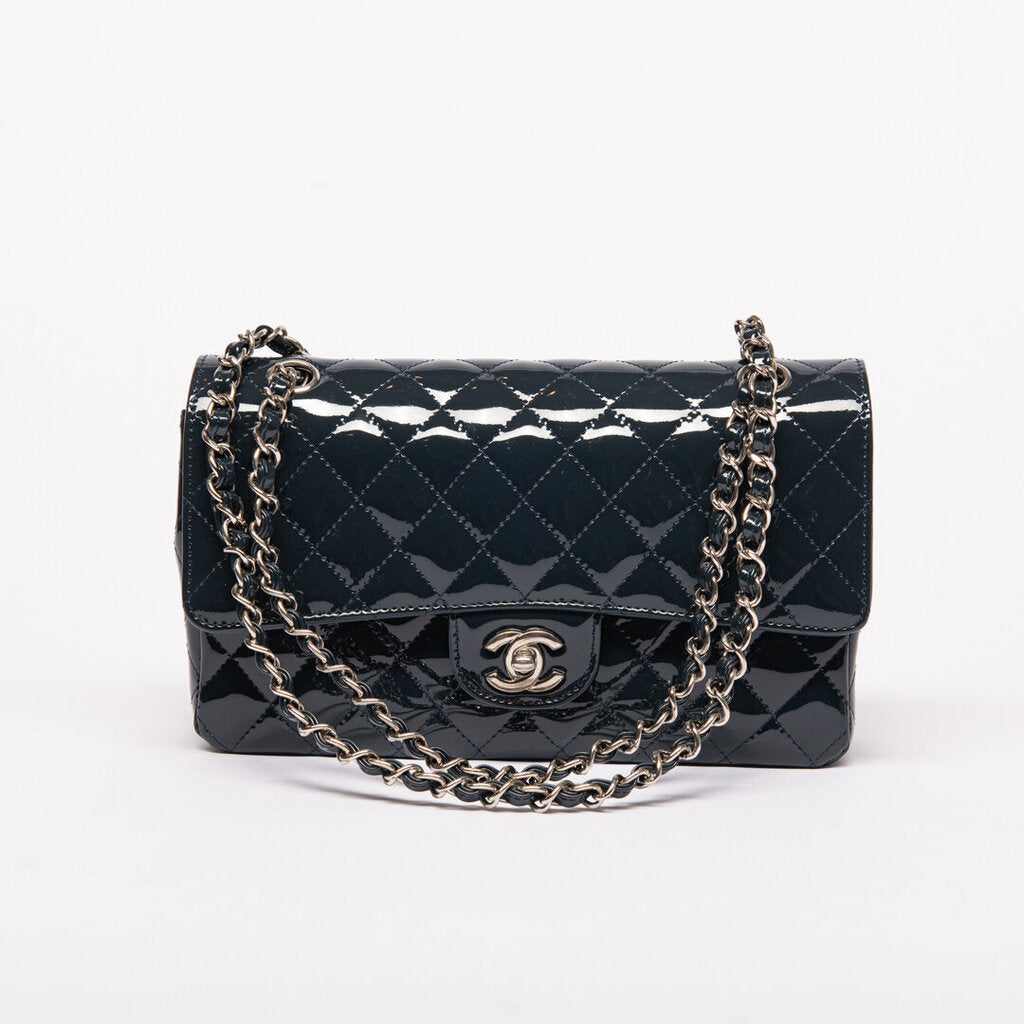 Chanel Medium Navy Patent Flap