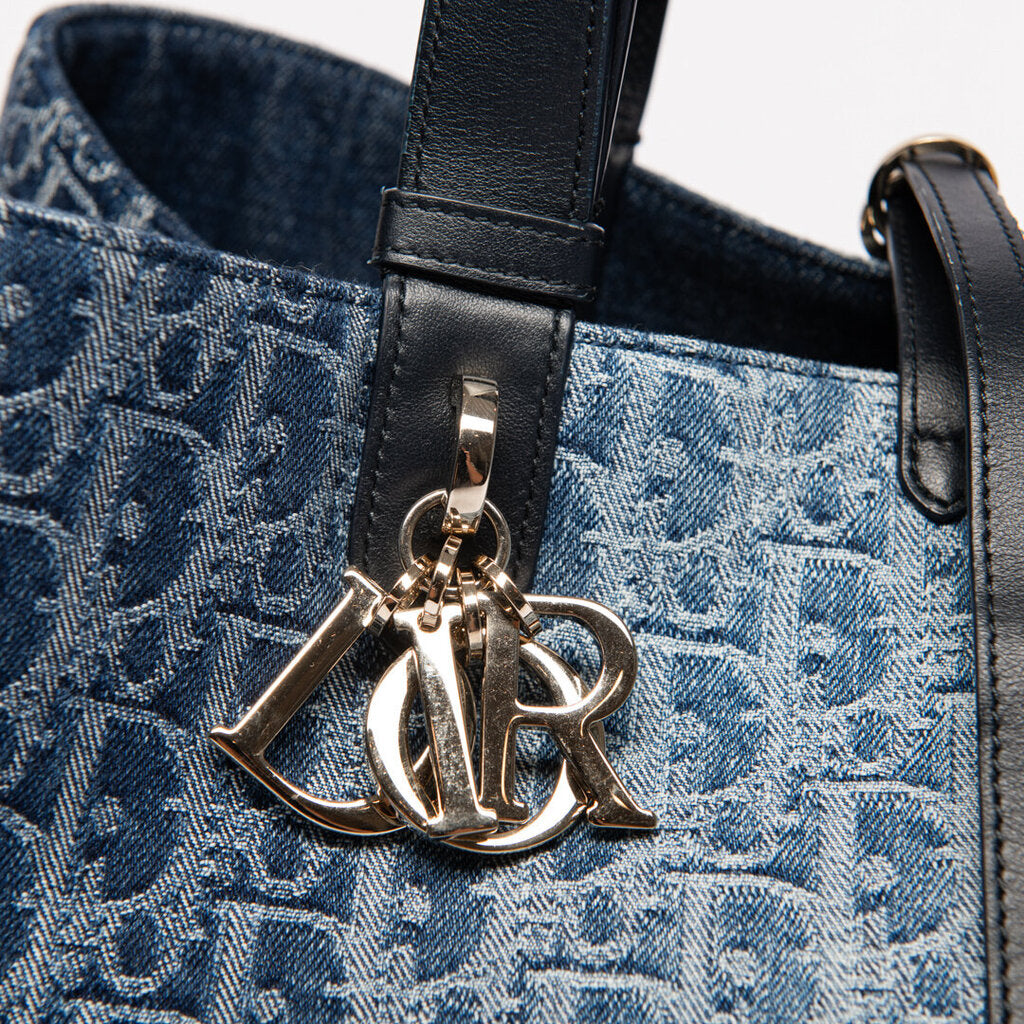 Dior Blue Denim Jacquard Oblique Large Toujours Tote