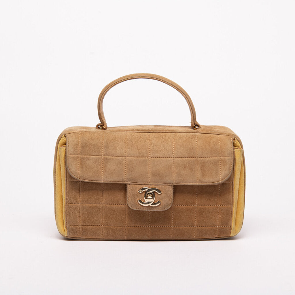 Chanel Tan Suede Chocolate Bar Bag