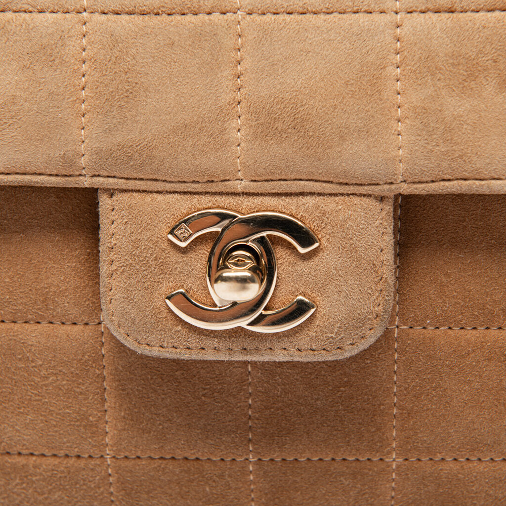 Chanel Tan Suede Chocolate Bar Bag