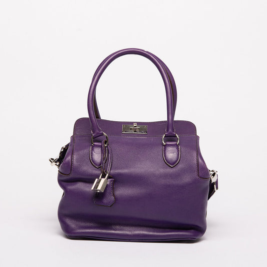 Hermes Purple Swift Leather Palladium Hardware Toolbox 20