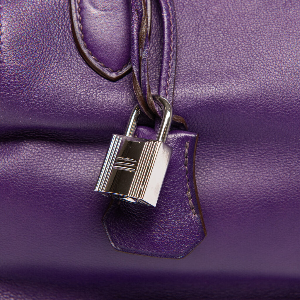 Hermes Purple Swift Leather Palladium Hardware Toolbox 20