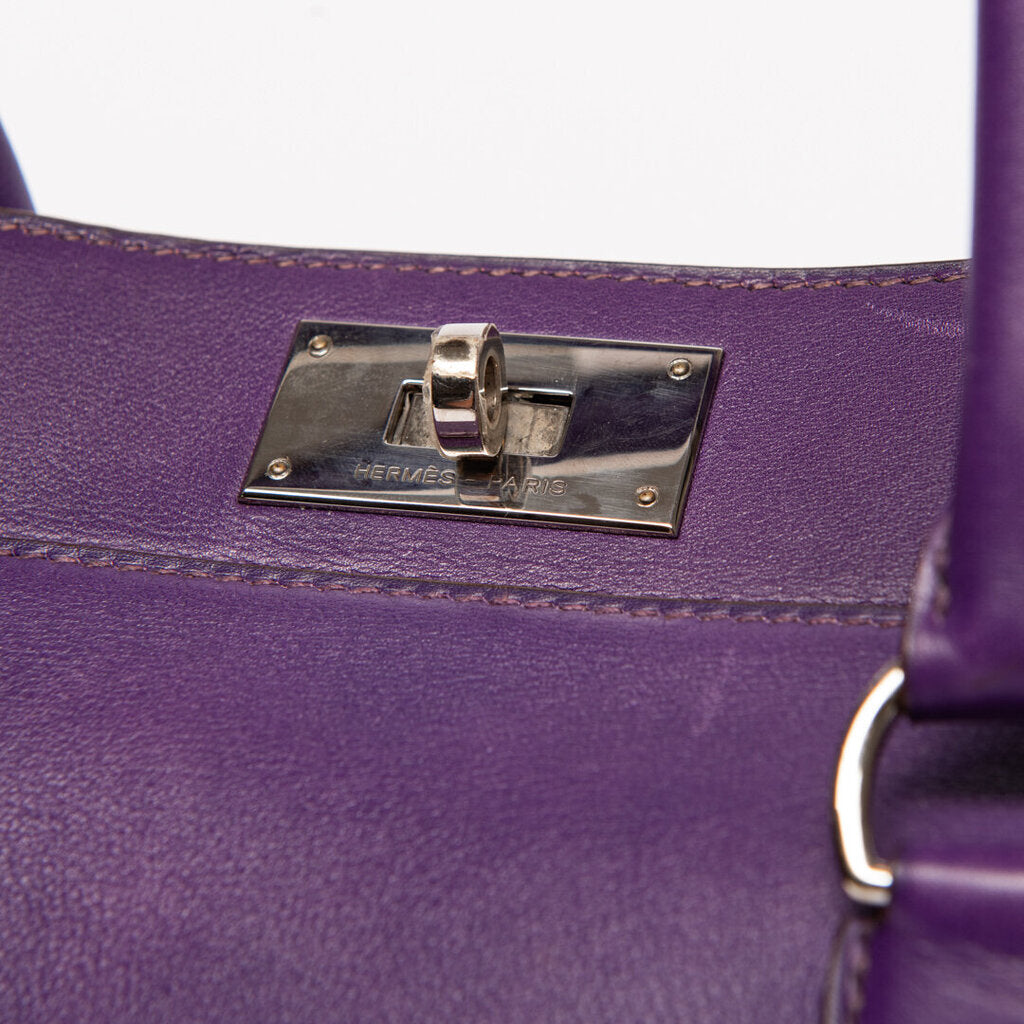 Hermes Purple Swift Leather Palladium Hardware Toolbox 20