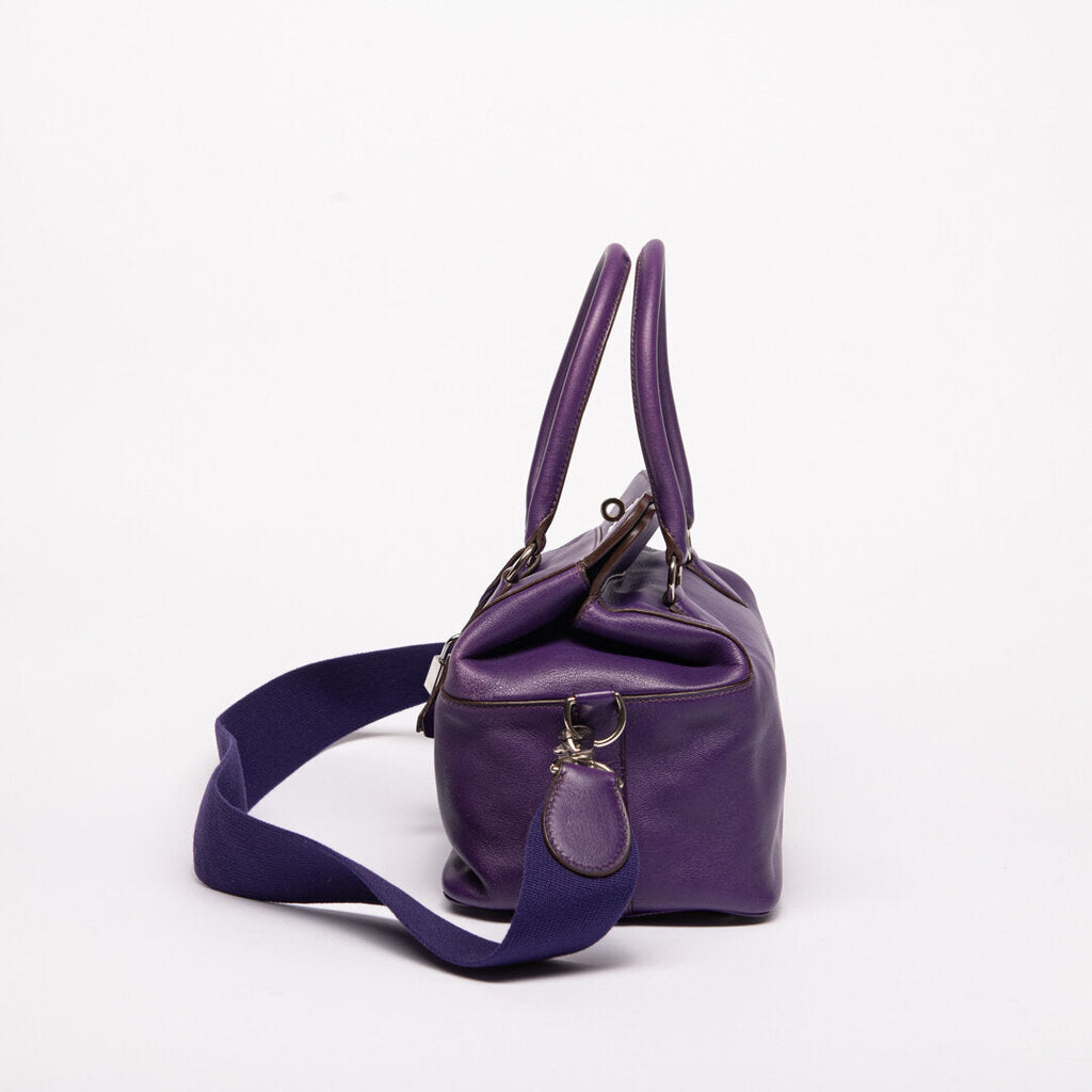 Hermes Purple Swift Leather Palladium Hardware Toolbox 20