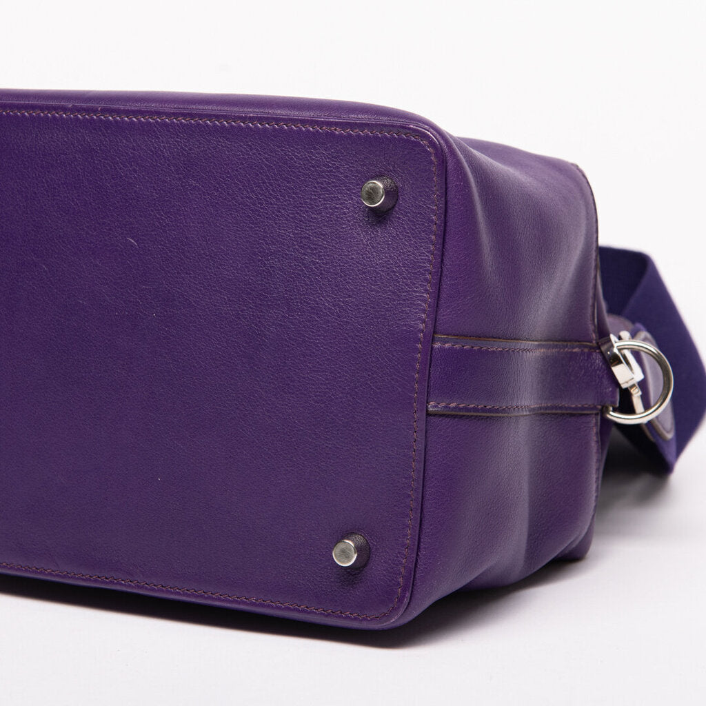 Hermes Purple Swift Leather Palladium Hardware Toolbox 20