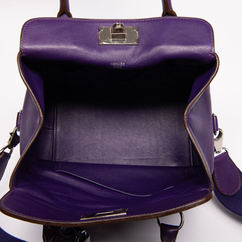 Hermes Purple Swift Leather Palladium Hardware Toolbox 20
