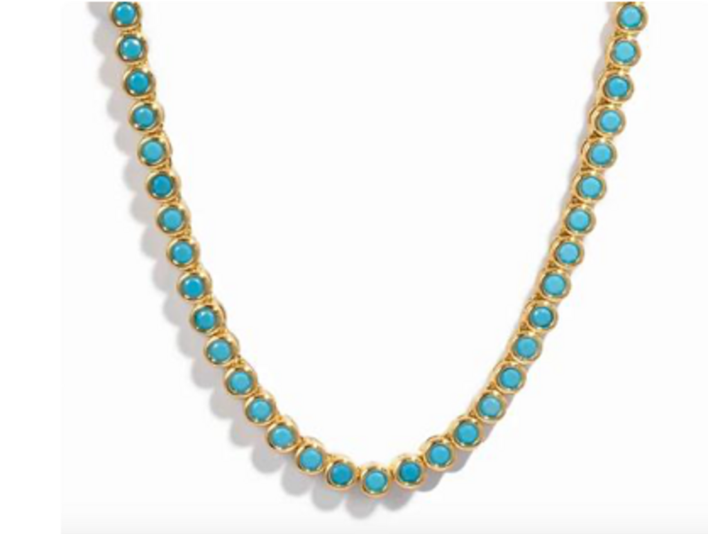 ROUND TURQUOISE TENNIS NECKLACE YG '16