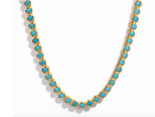 ROUND TURQUOISE TENNIS NECKLACE YG '16