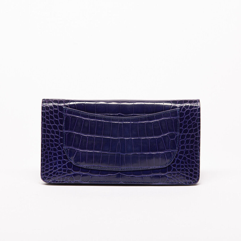 Chanel Purple Croc Flap Wallet