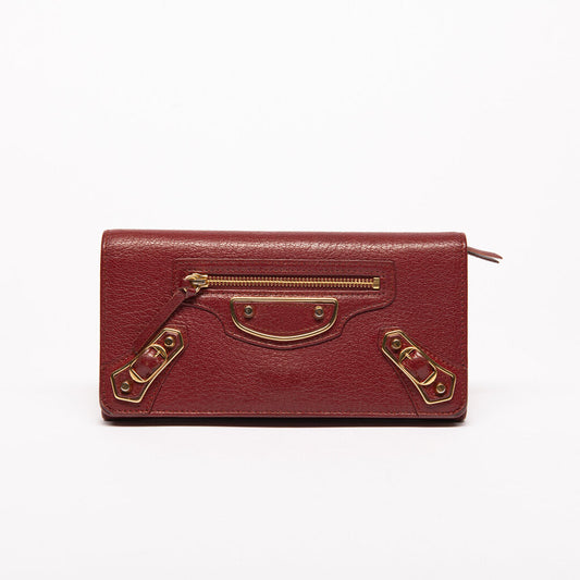 Balenciaga Burgundy Leather Le City Wallet