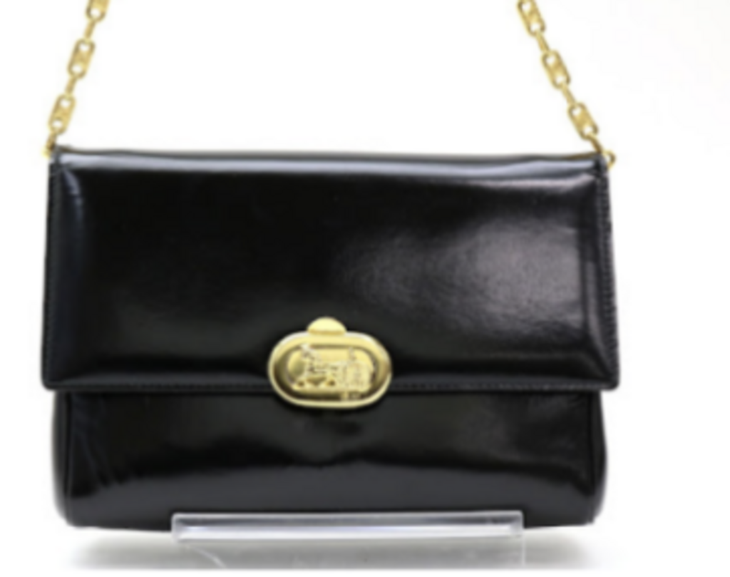 Black Leather Chain Flap Bag