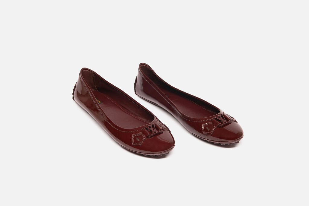 Louis Vuitton Burgundy Patent Ballet Flats