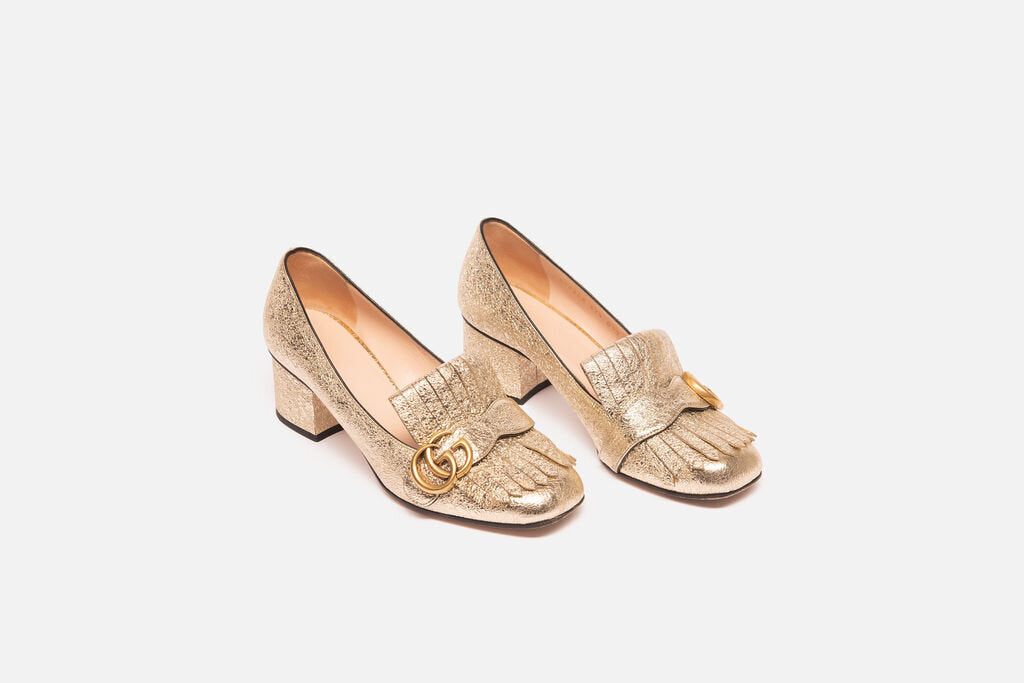 Gucci Gold Marmont Heeled Loafer