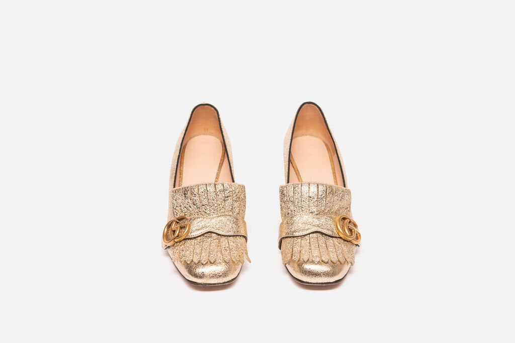 Gucci Gold Marmont Heeled Loafer
