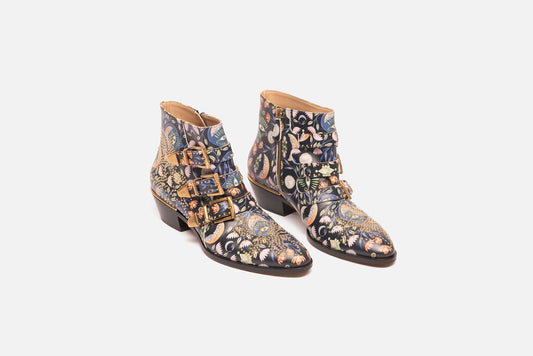 Chloe Floral Leather Ankle Boot
