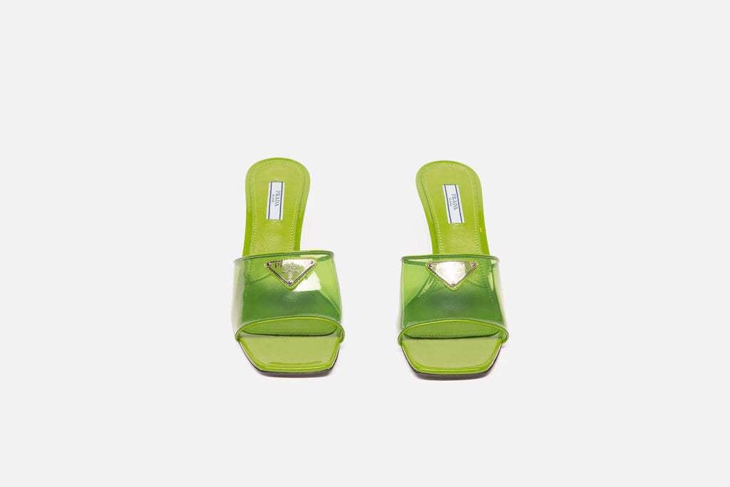 Prada Green PVC & Patent Leather Mule Heels