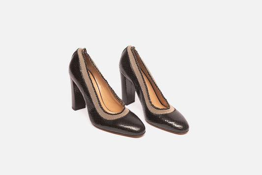 Ulla Johnson Black Leather Embossed Block Heels