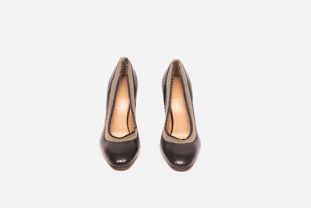 Ulla Johnson Black Leather Embossed Block Heels