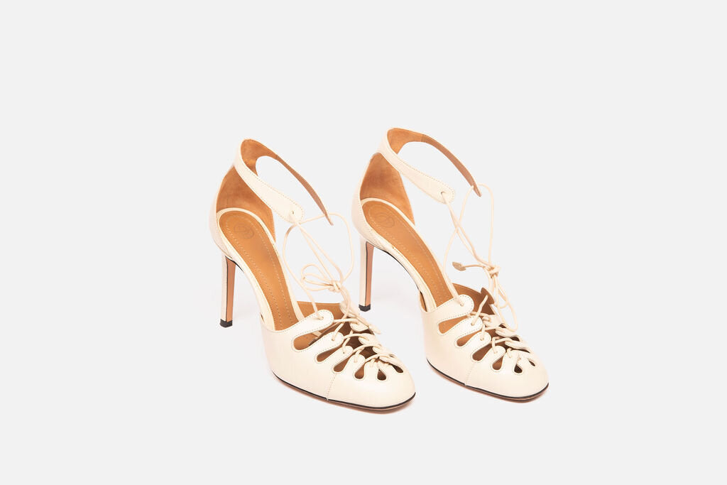 The Row Bone Leather Strappy Heels