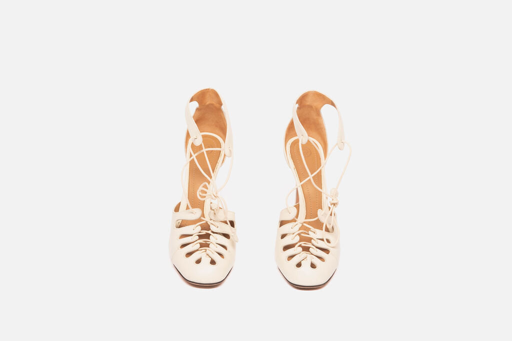 The Row Bone Leather Strappy Heels