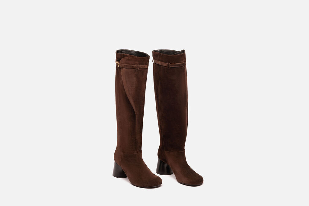 Khaite Brown Suede Knee High Boots