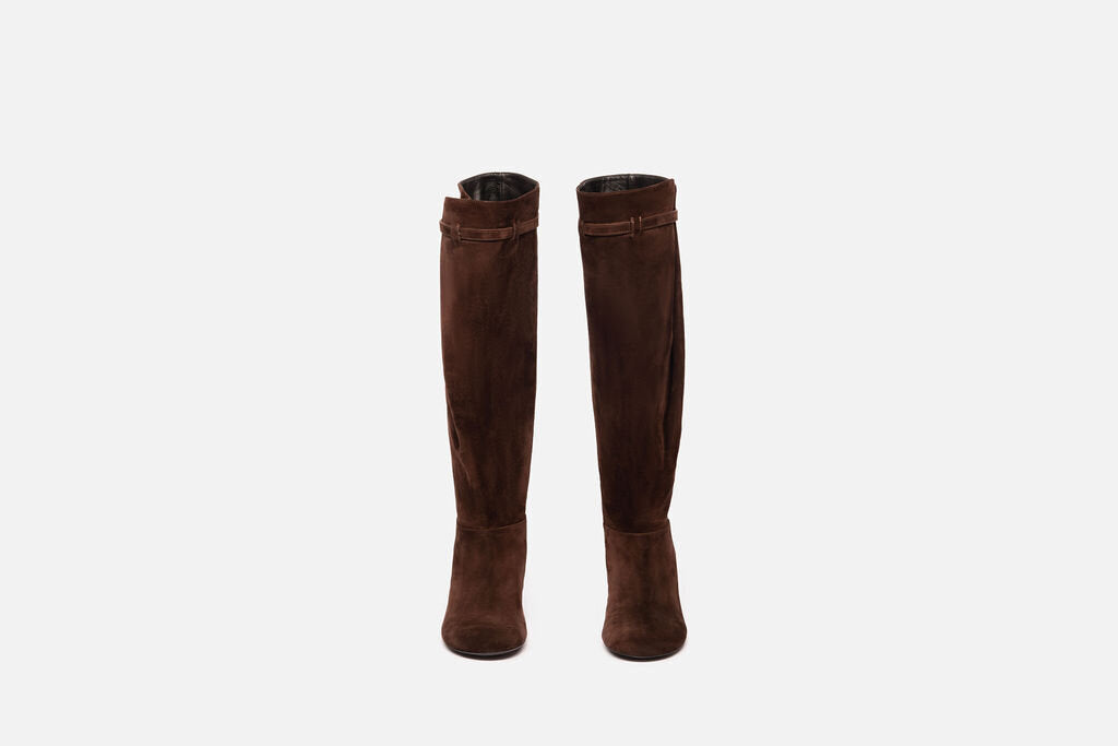 Khaite Brown Suede Knee High Boots